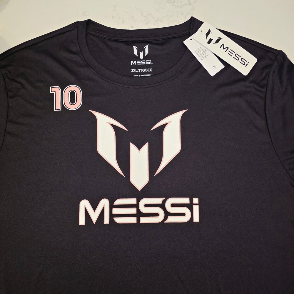 Messi Logo Tee MMN0076USW Men 3XL Black Stretch Limo Soccer Graphic T-Shirt NWT - Picture 3 of 10